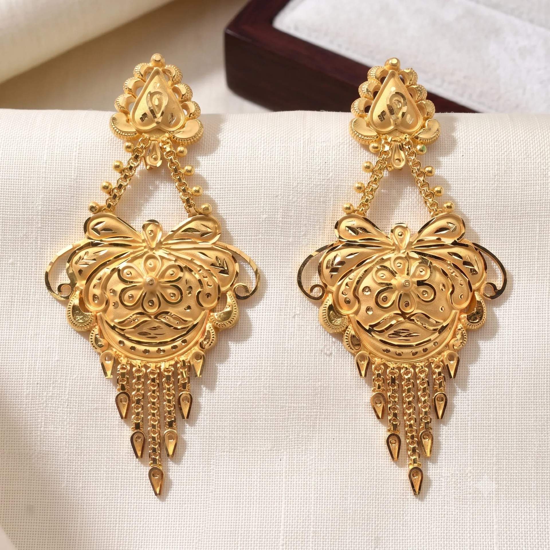 Royal Filigree Gold Chandelier Earrings