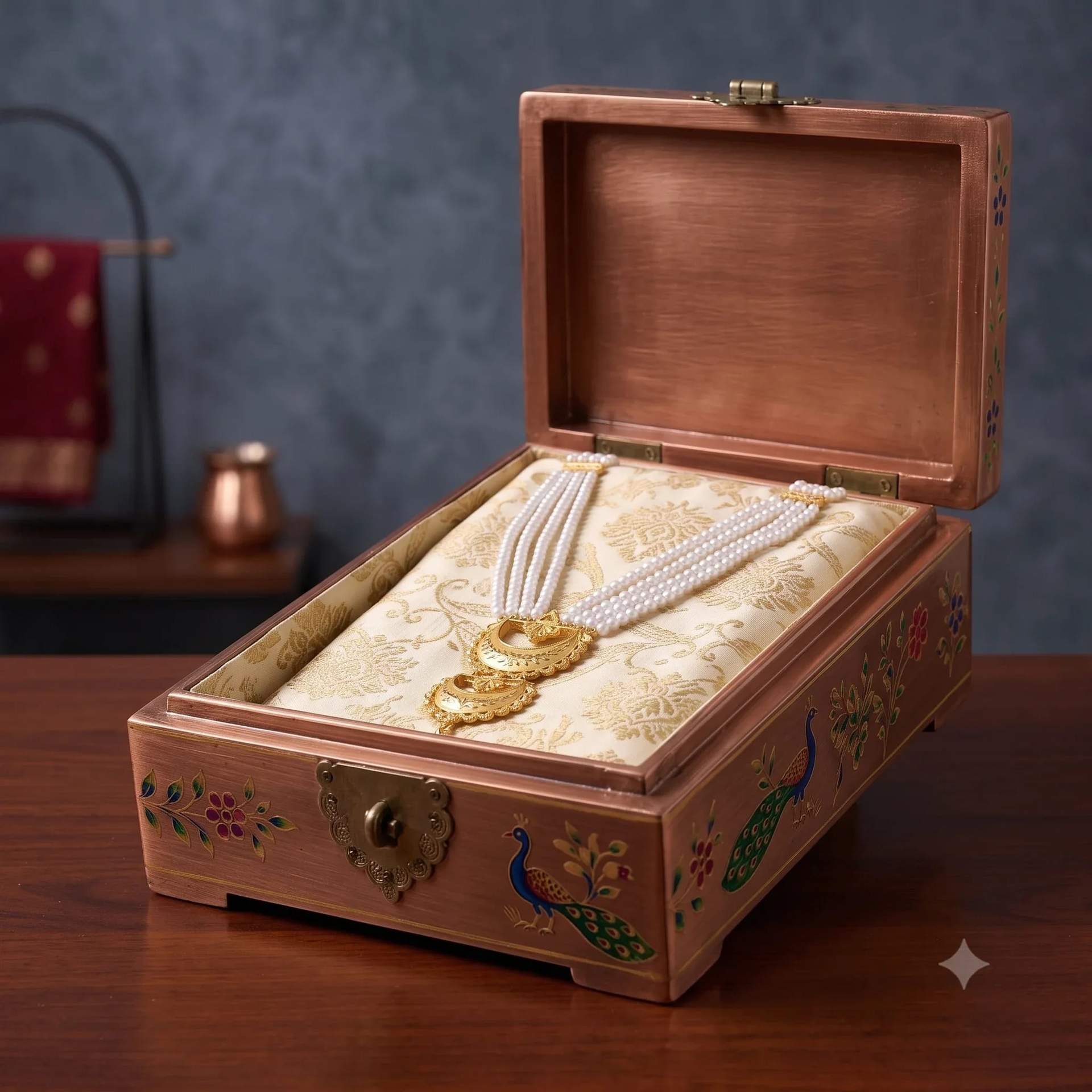 Layered Pearl Gold Chandbali Necklace