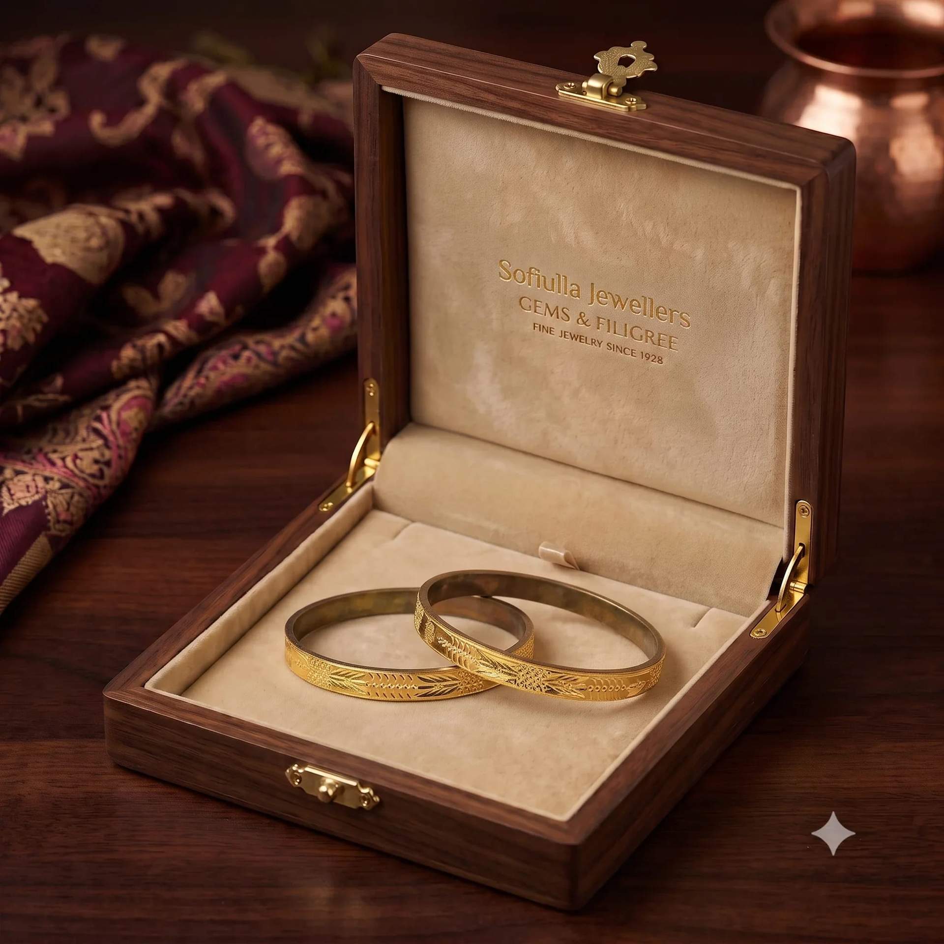 Traditional Engraved Gold Bangle Set