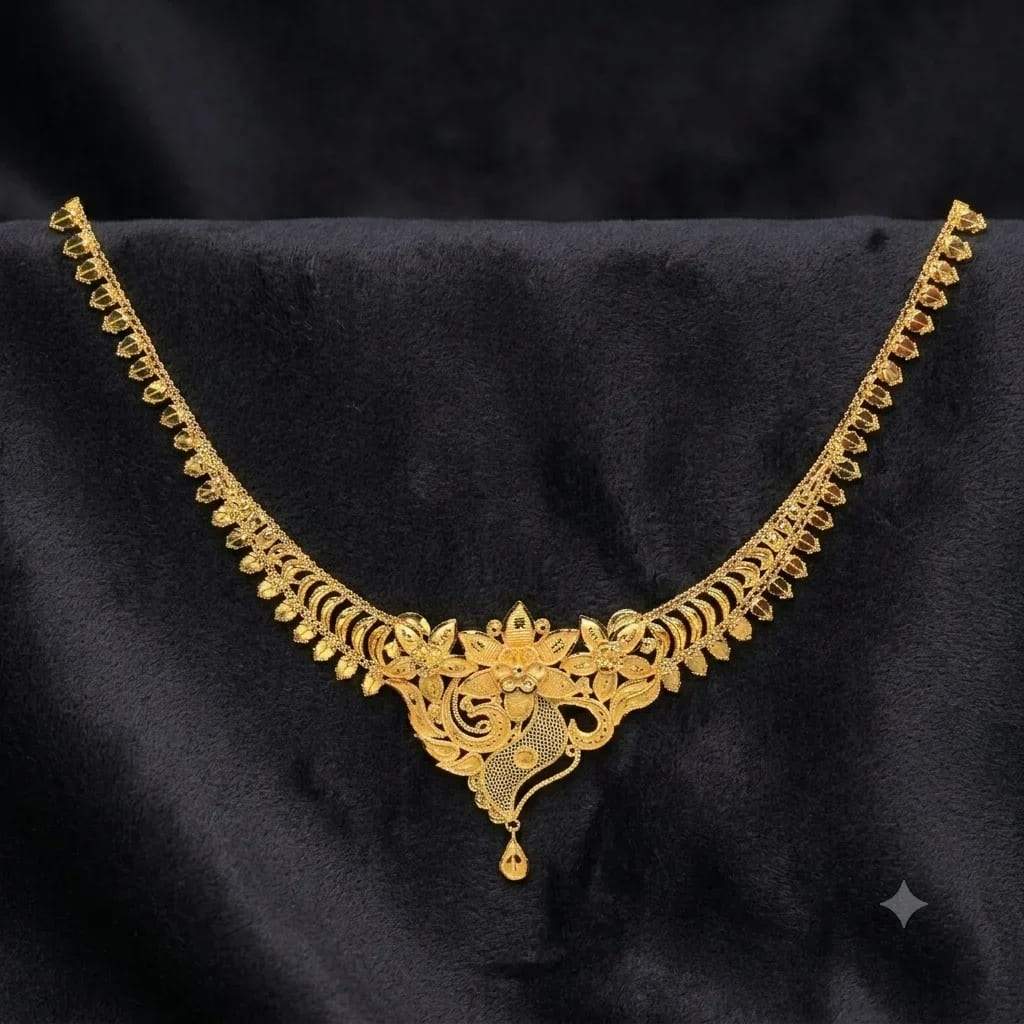 Golden Leaf Filigree Necklace