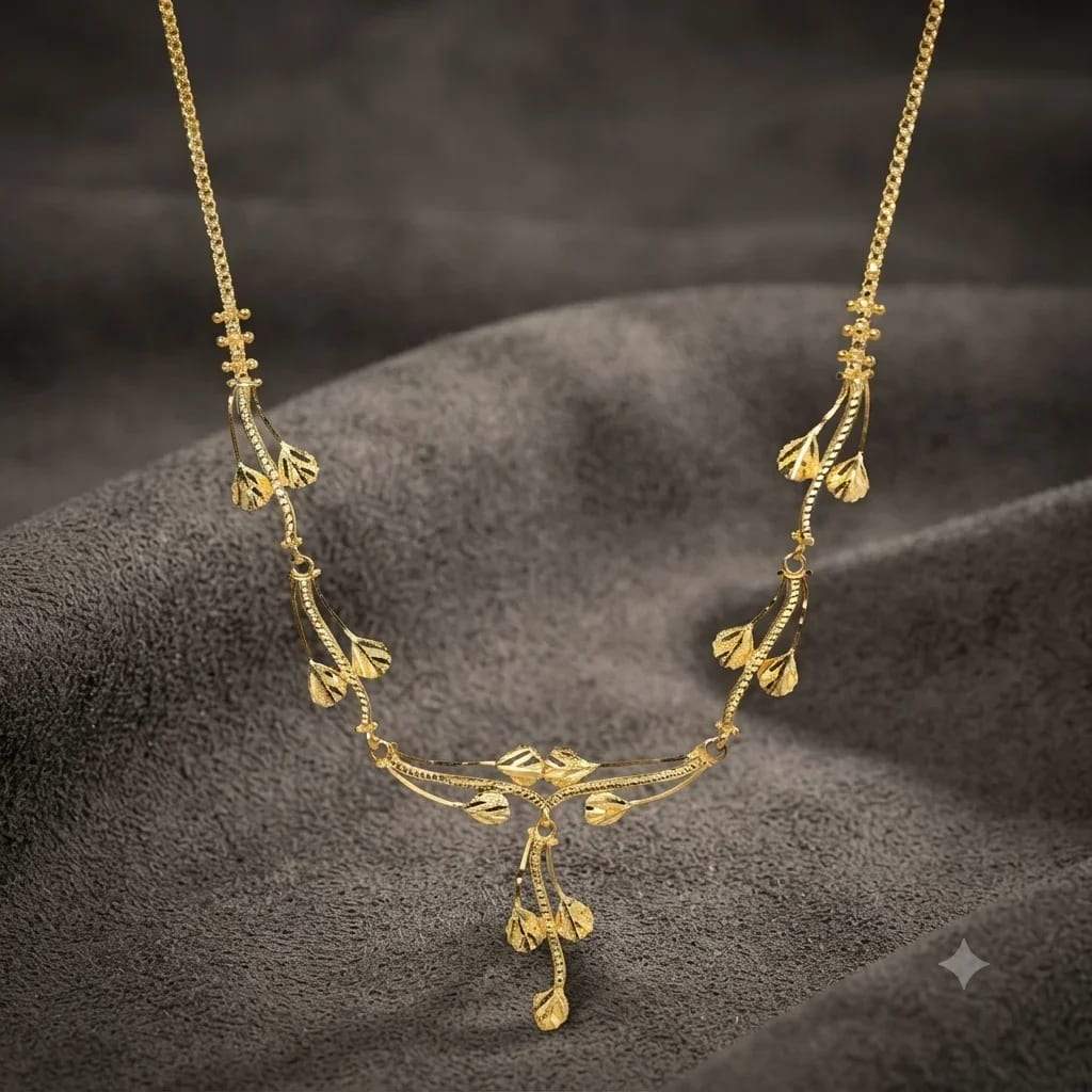 Cascading Leaf Charm Necklace